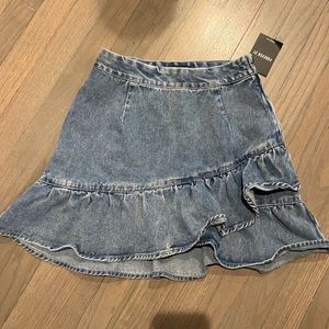 Denim mini ruffle skirt